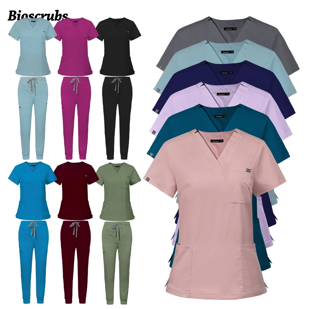 New Surgical Uniforms Woman Scrubs Medico Work Wear Tops and Pants Sets Clinical Medical Suit Clothes for Doctor Nursing Uniform