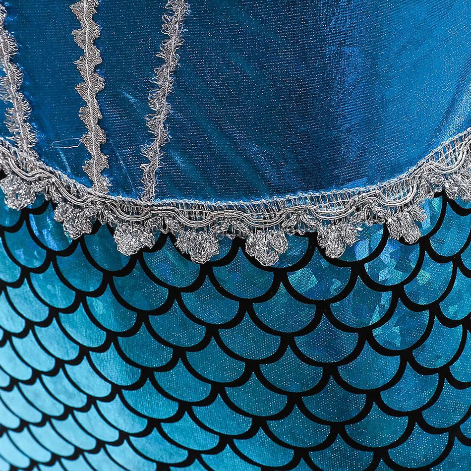 مجموعات تنورة ذيل السمكة لحفلات الأطفال ملابس تنكرية للهالوين للفتيات الصغيرات فستان ترتر للكريسماس فساتين أميرات حورية البحر للأطفال