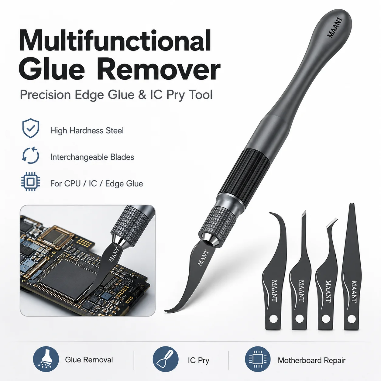 MaAnt Stainless Steel Utility Knife Hand Polished Blade for Phone Motherboard CPU Glue Scraping Carving Repair Tool Kit Pro Sets