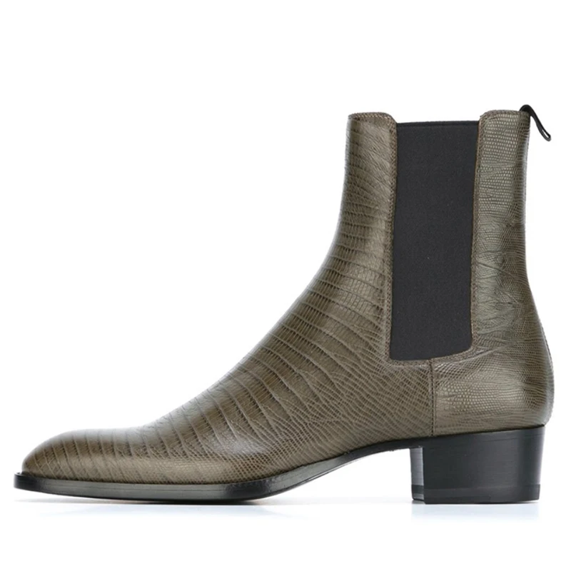 

Autumn Fashion Luxury Men's Boots Pointed Genuine Leather Anle Boots for Men Personality Handmade Business, Party,Wedding