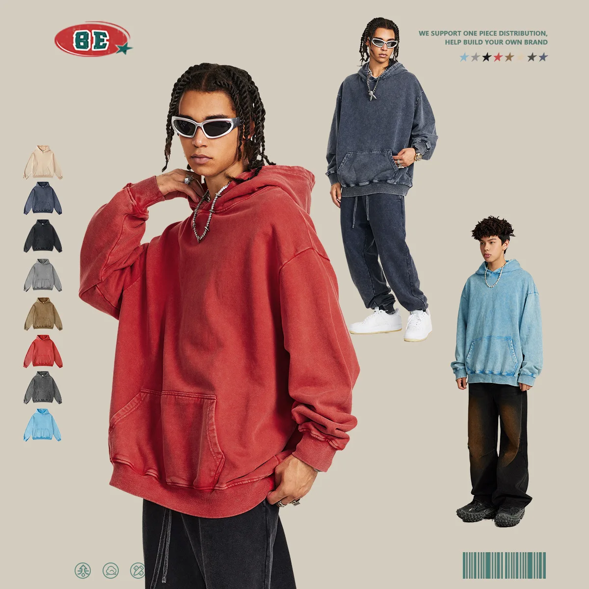 Abbigliamento da uomo 2025 Autunno Trendy Fashion Style Felpa allentata da uomo Vintage Wax Dye Coppia Outfit Felpa unisex OO0C