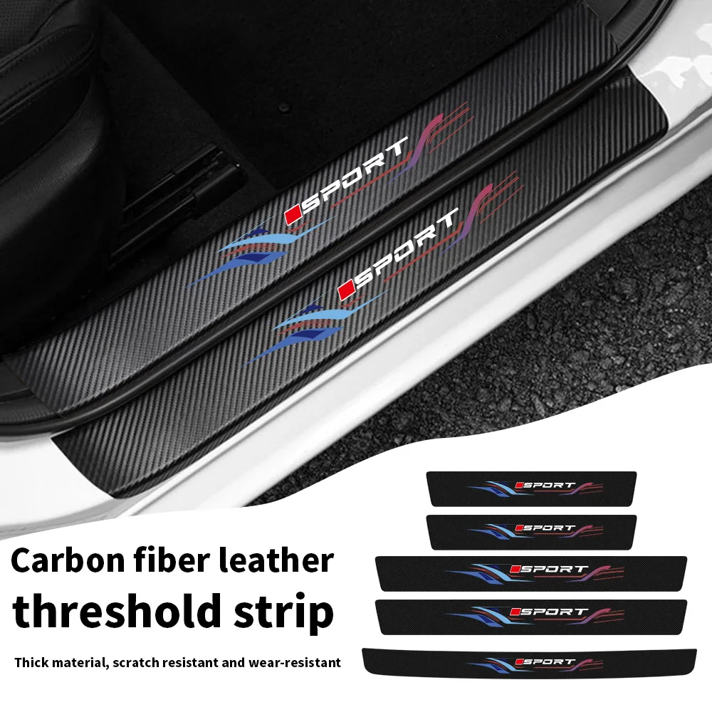 Colorful Line Square Red Sport Car Threshold Strip Creative Modification Cute Girl Car Door Step Pad Anti-Scratch Protective Strip