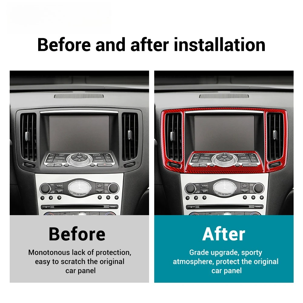 Car Central Control Panel Trim Sticker Carbon Fiber For Infiniti G25 2010-2013 G35 2007 2008 G37 2008-2013 Decoration Accessory - view 4