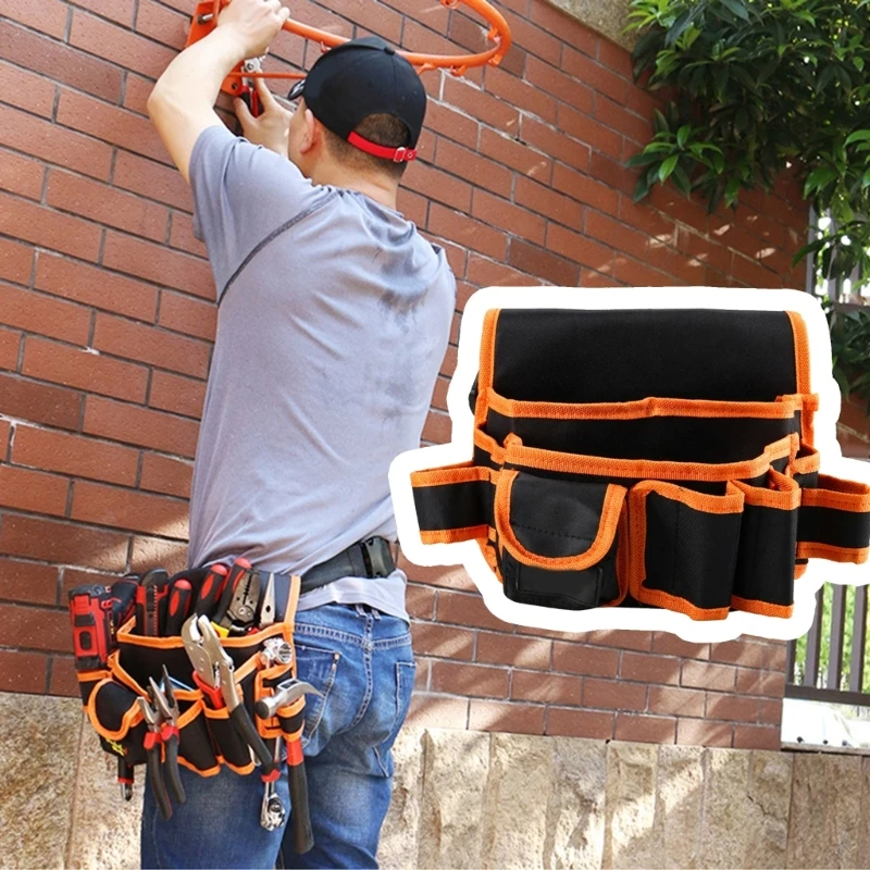 Electrician Tool Pouch Tool Belt Pouches Multiple Pockets Tool Organizers Attachment Pouch for Technician Maintenance 37JD