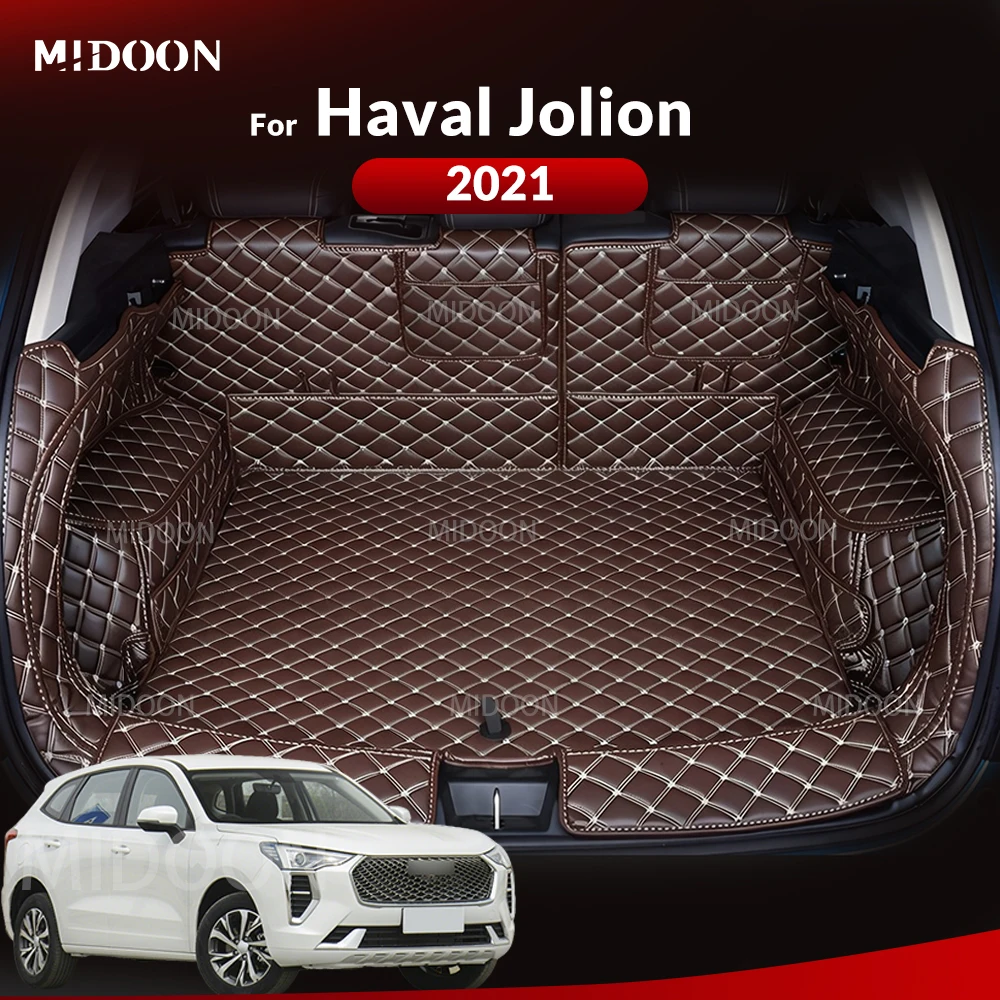 MIDOON For Haval Jolion 2021 Car Trunk Mat Cargo Liner PU Leather Full Cover Waterproof Interior Accessories