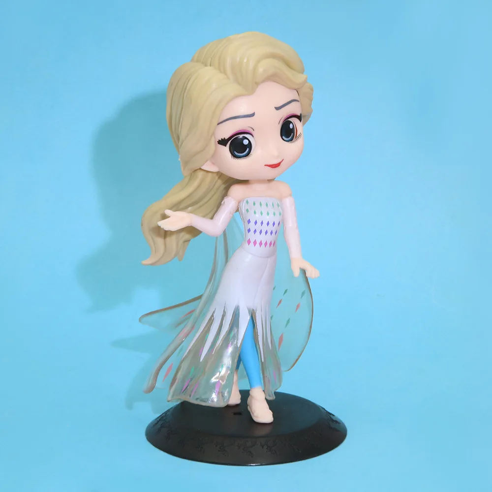 15cm Disney Q Posket Frozen Queen Princess Elsa Figurine Model Toys Cake Figure Ornament Dolls Present Home Decor Birthday Gifts