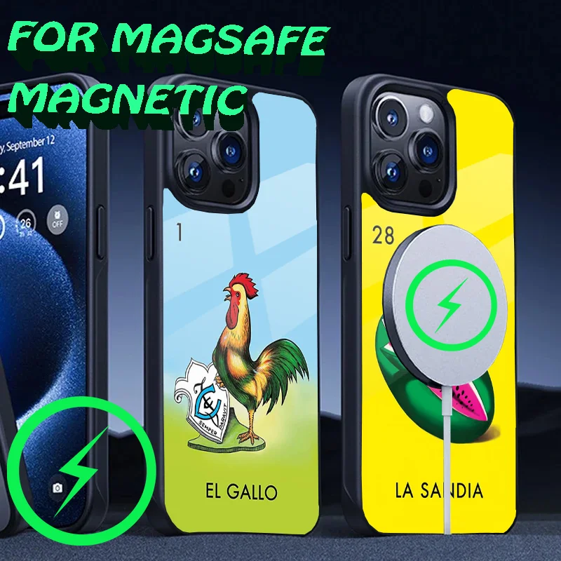 Mexican Bingo Loteria Phone Case For iPhone 16,15,14,13,12,11,Plus,Pro,Max Mini Magsafe Magnetic Wireless Charging