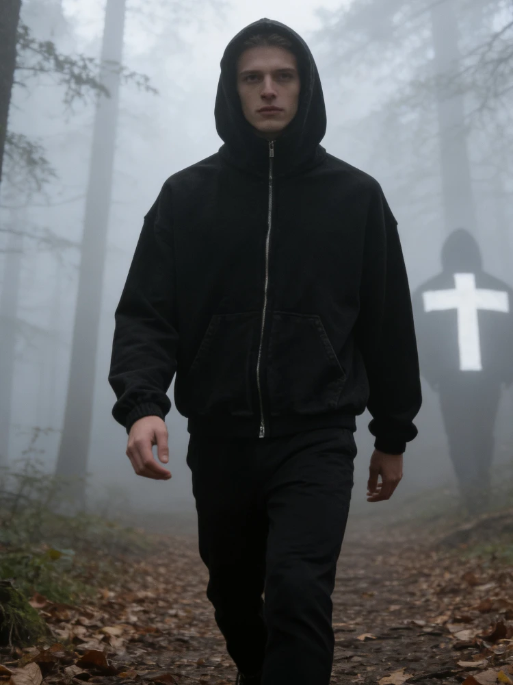 

Dark Cross Digital Print Hoodie Long Sleeve Retro Streetwear Y2K Inspired New Instagram Personalized Hoodie for Casual Wear