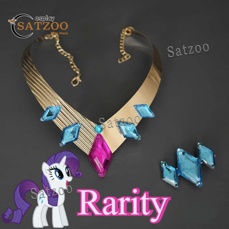 My Little Pony Cosplay Hairpin Anime Cartoon Rarity Kawaii Human Cosplay Hairpin  Necklace  Jewelry Barrette Hair Clip Gift