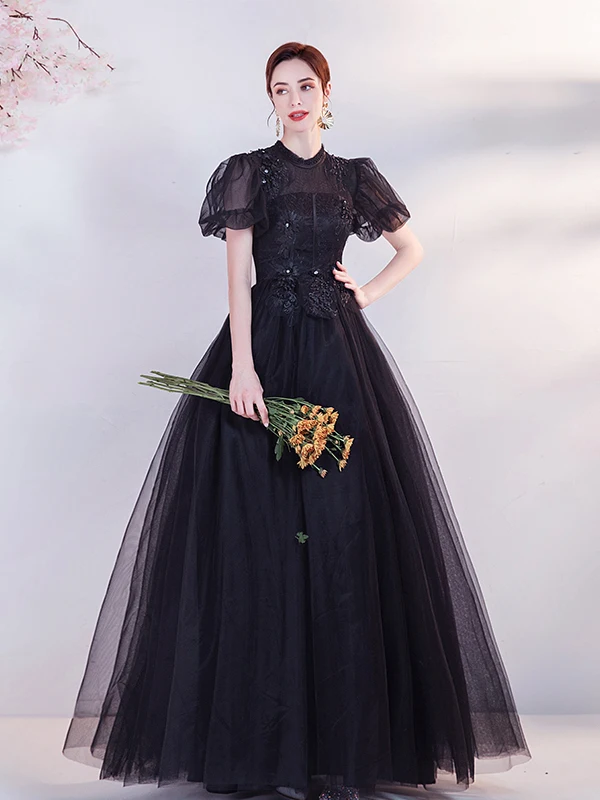 Gaun Pesta Hitam Ukuran Besar 15 Tersedia, Gaun Quinceanera Model Ball Gown Putri, Dapat Dipesan Sesuai Ukuran