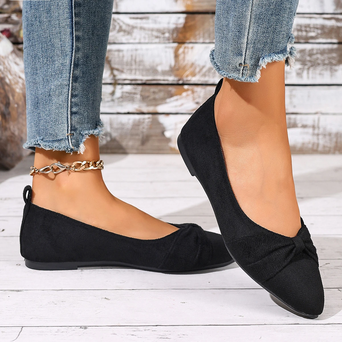Neuer Stil, spitzer Zehenbereich, flacher Mund, atmungsaktiv, Schleifendekoration, modische und elegante, lässige, flache Schuhe für Damen, Zapatos Mujer – Detail 12