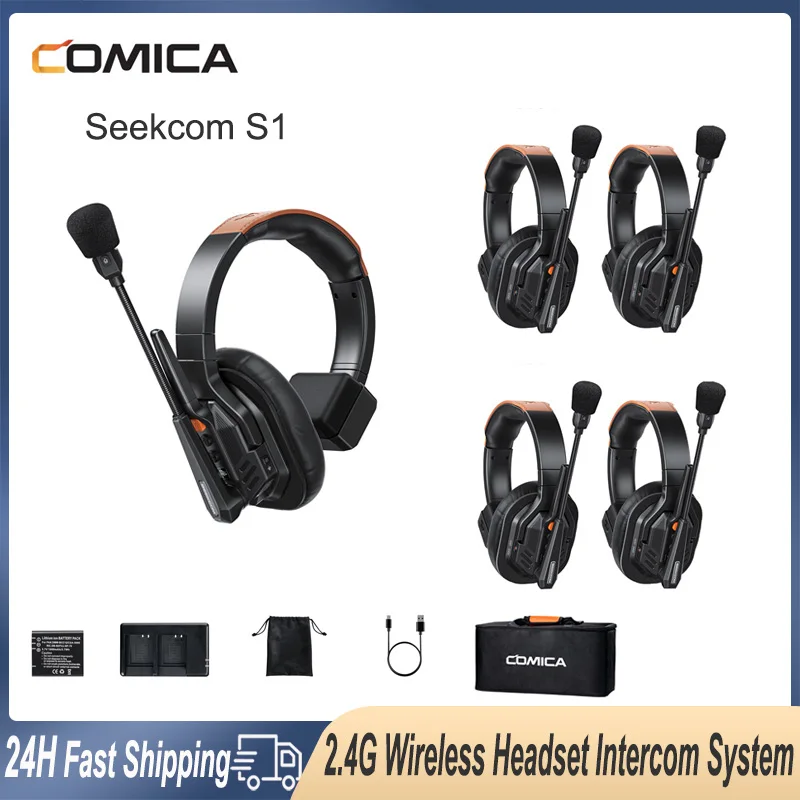 COMICA Seekcom S1 1to4 2.4G Wireless Headset Intercom System Microphone Waterproof for Film Live Studio Stage Team Communication
