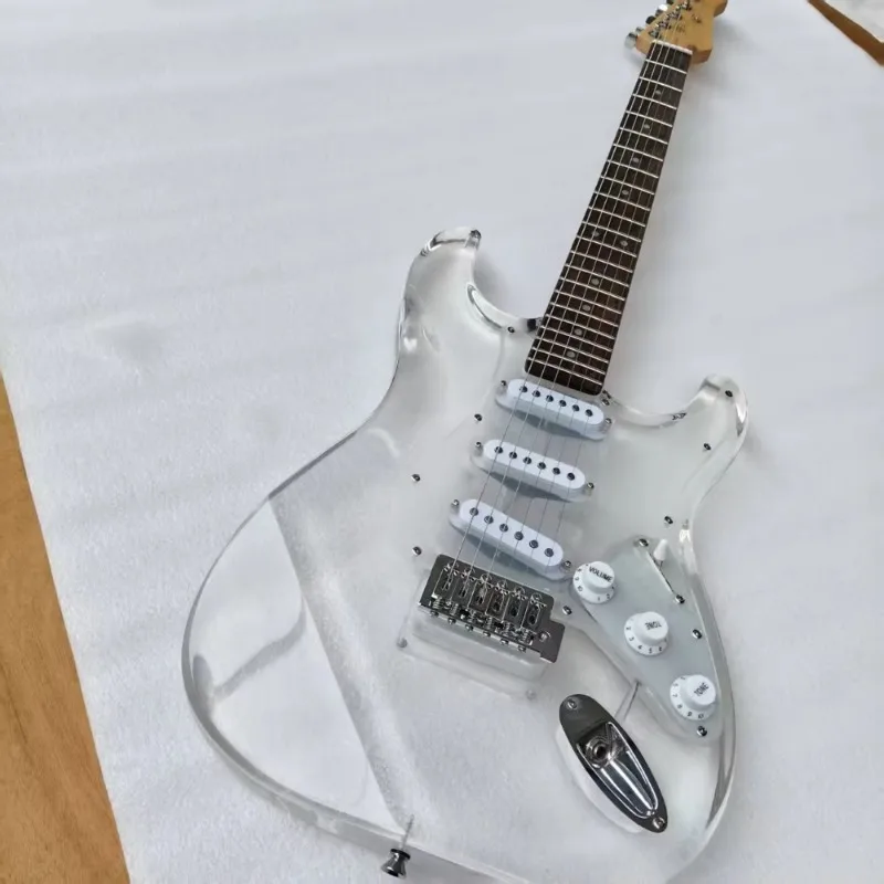 

STLF Transparent Acrylic Glass Electric Guitar High Quality Maple Neck Guitar No Led Style