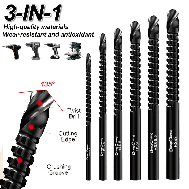 Woodworking Serrated Round Shank HSS Twist Drill Bits 3/4/5/6/6.5/8mm for Timber Plywood Furniture Cutting Drilling Applications