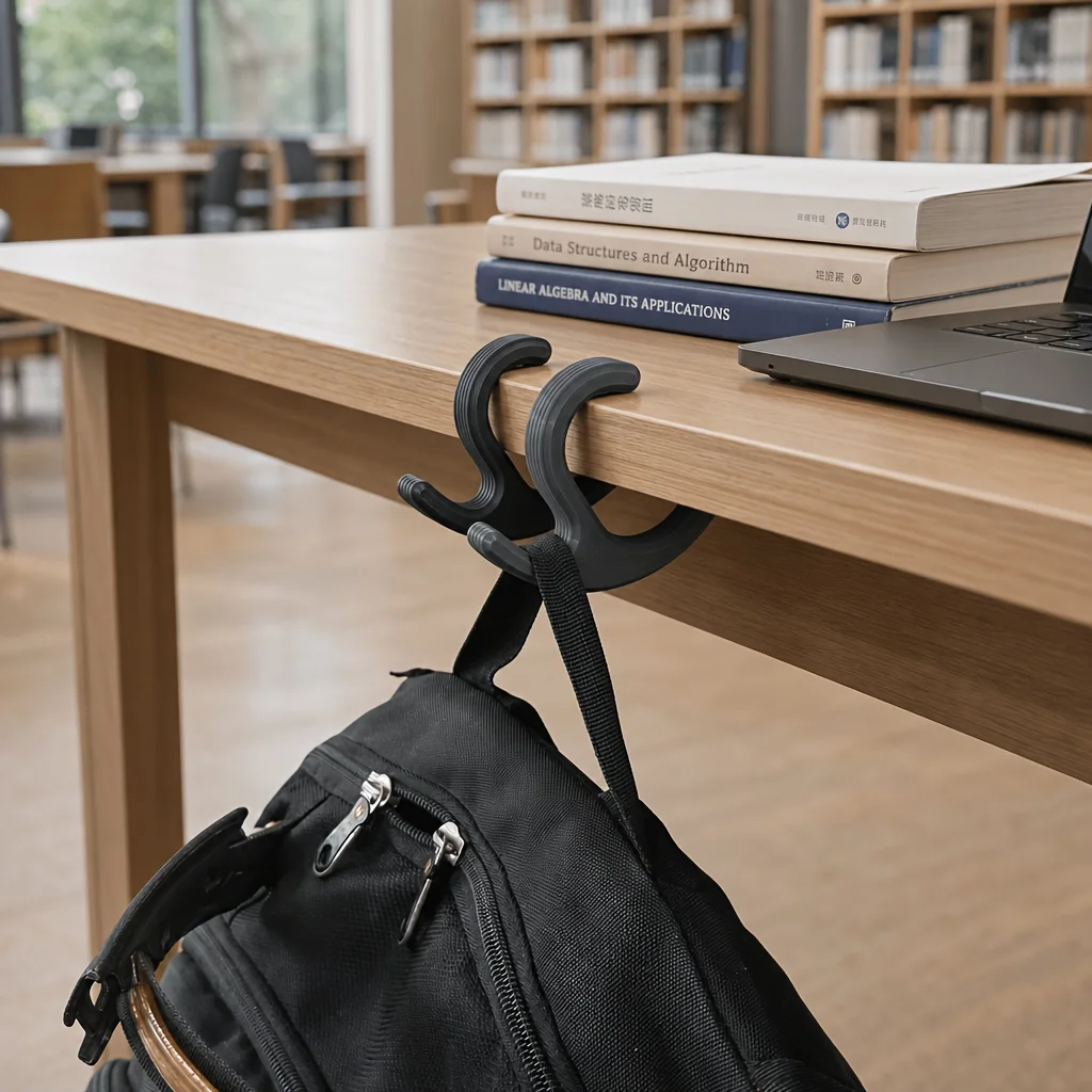Desk Hook - C-shaped Self-installing Edge-mounted Bag Hook - Anti-slip Edge Storage Rack - Suitable for Backpacks, Handbags, Headphones, Kitchen Items - Compatible with 15-35mm Tabletop - Capacity Approximately 8kg