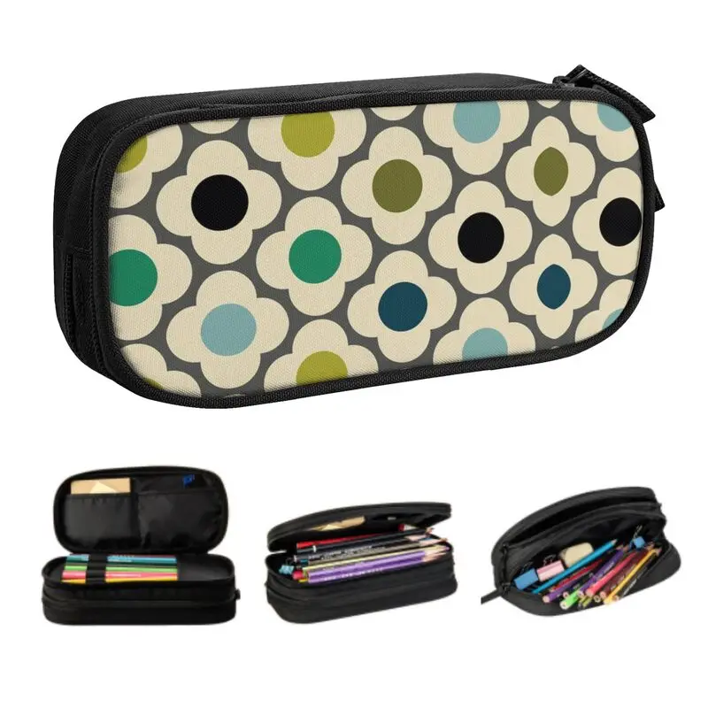 Custom Orla Kiely Flowers Abstract Cute Pencil Cases Boys Gilrs Large Capacity Geometric Pencil Bag Students Stationery