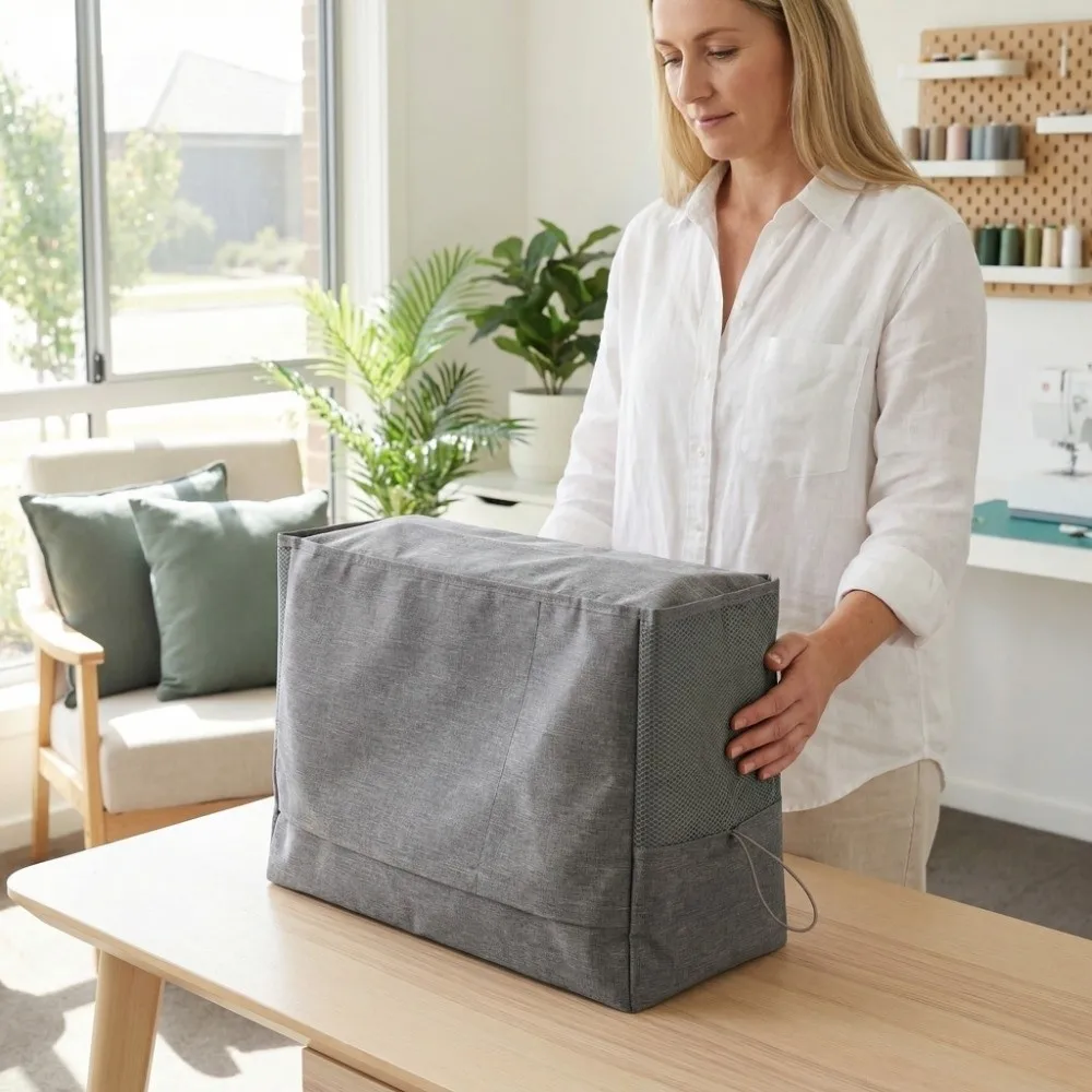 

Износостойкий чехол для швейной машины из ткани Оксфорд, серый, пылезащитный, прочный, портативный, для хранения, для мастерской