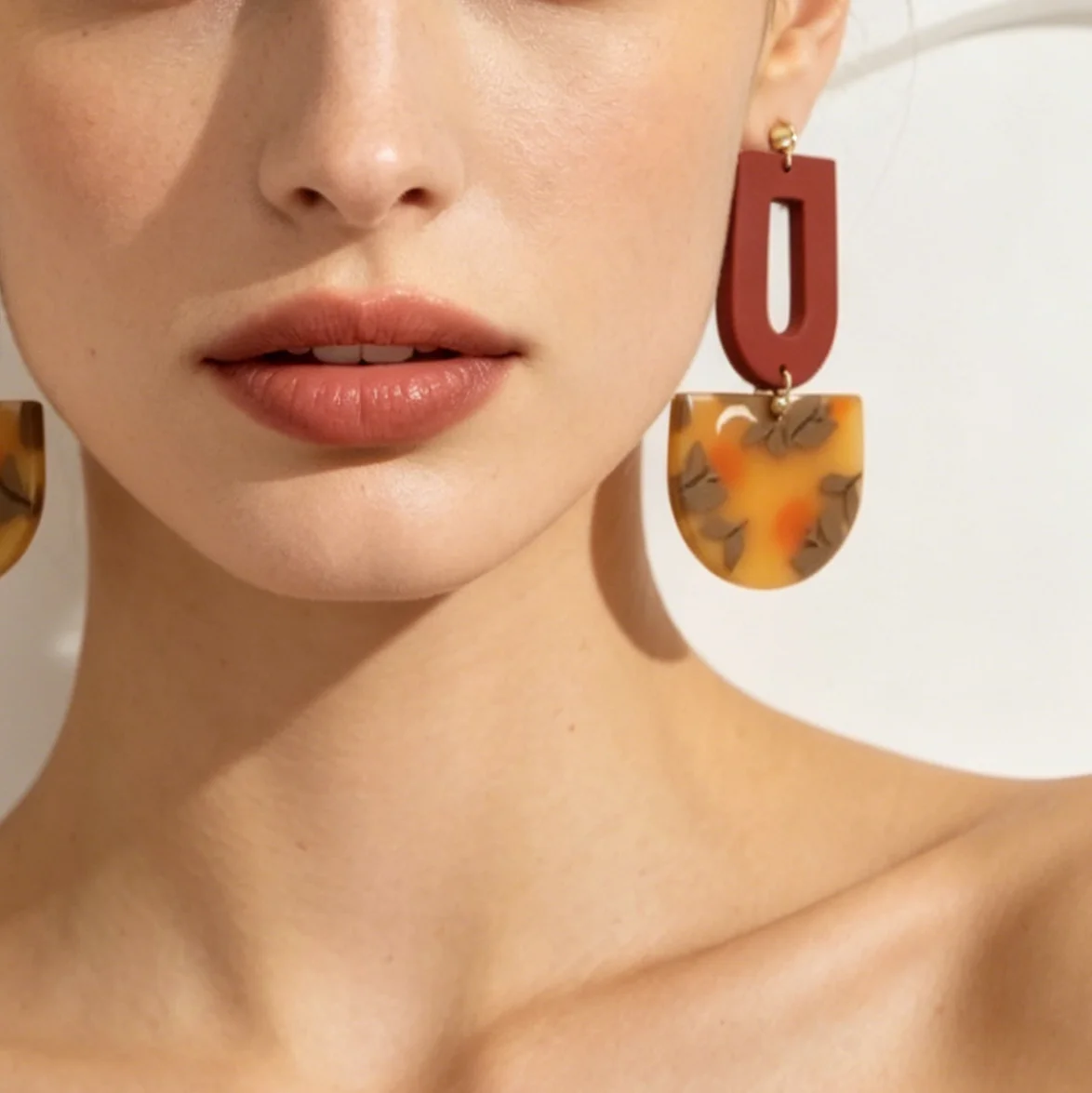 Women's Boho Geometric Polymer Clay Statement Earrings Lightweight Drop Dangle Half Moon Arch for Daily Wear Office Party Gifts