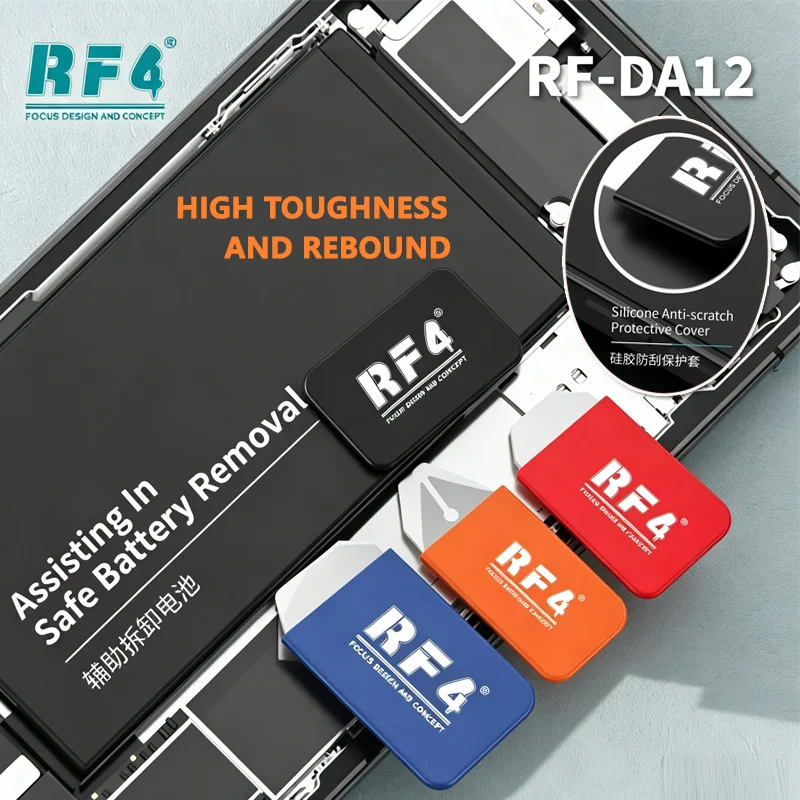 

Набор инструментов RF4 4-в-1 из нержавеющей стали для разборки изогнутых экранов iPhone, iPad, планшетов, ноутбуков, металлический спудгер, комплект для ремонта RF-DA12