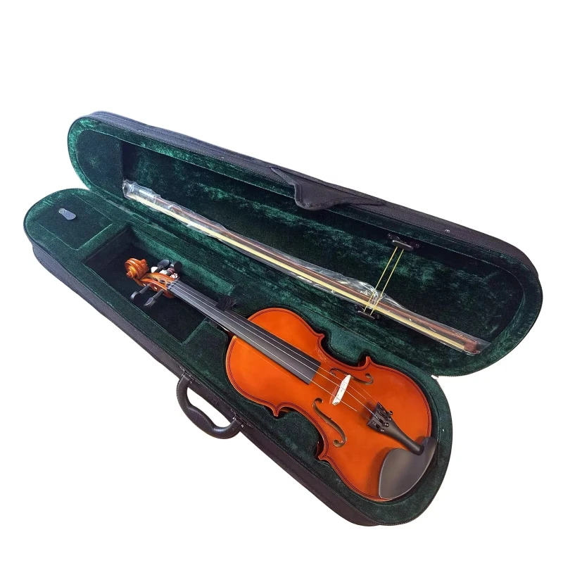 

Высококачественная студенческая скрипка оптом: бразильский деревянный смычок, гриф из черного дерева, задняя/боковая часть из фанеры, ели и клена