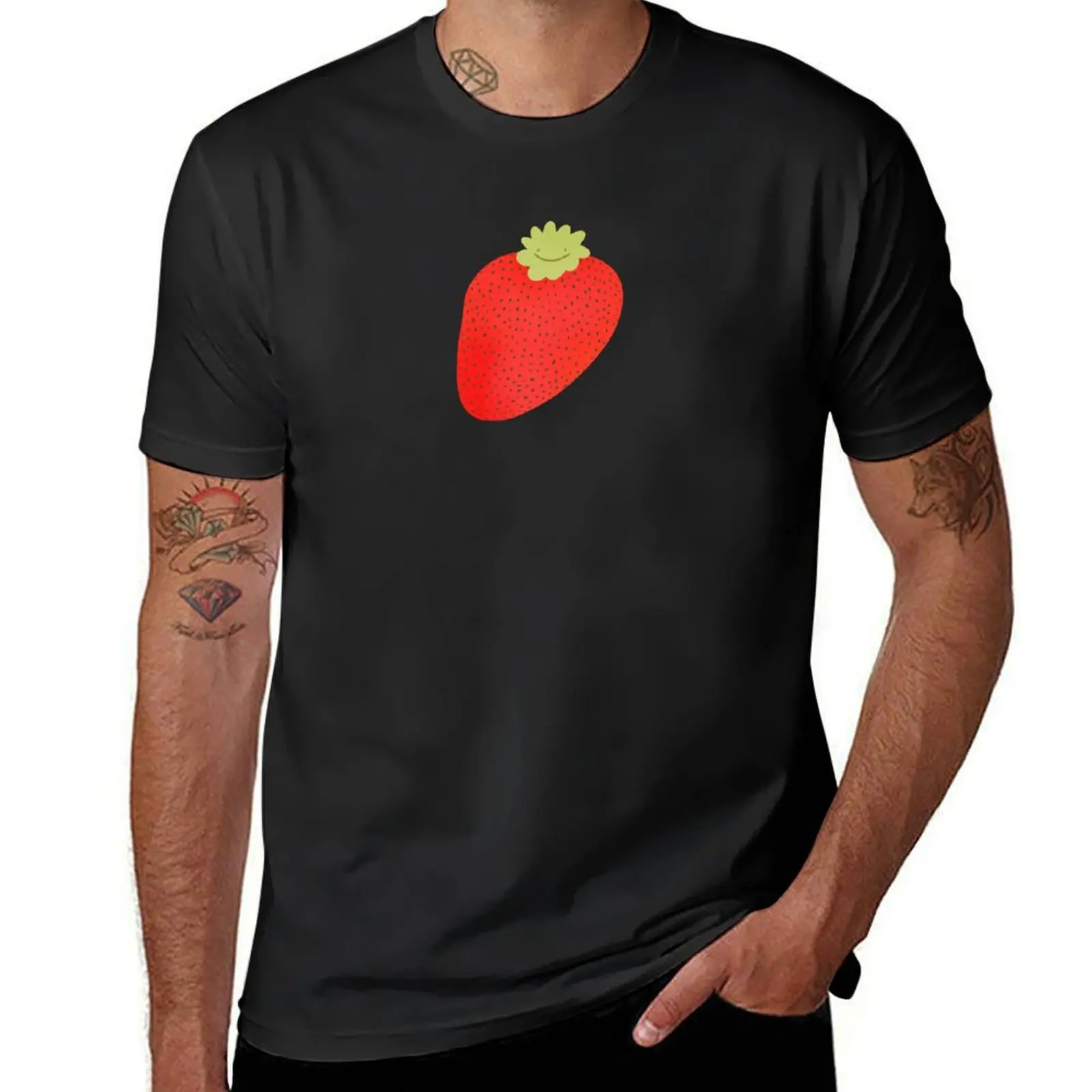 strawberry sticker T-Shirt quick drying Blouse heavy weight t shirts for men