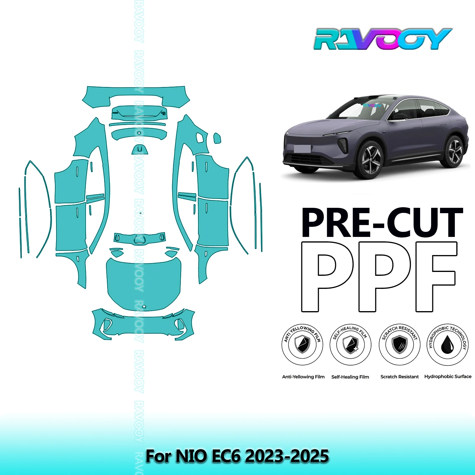 RAVOOY Custom-Fit Precut TPU PPF Full Vehicle Clear Bra Stone Guard EU UK For NIO EC6 2023-2025