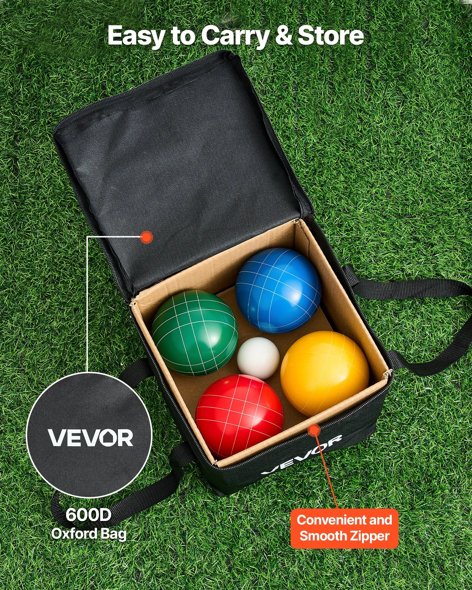 

Bocce Ball Set, 100 Mm, With 8 Resin Balls, Pallino, Carrying Bag And Measuring Rope, Red/Green/Blue/Yellow 4 Colors, For 2 To
