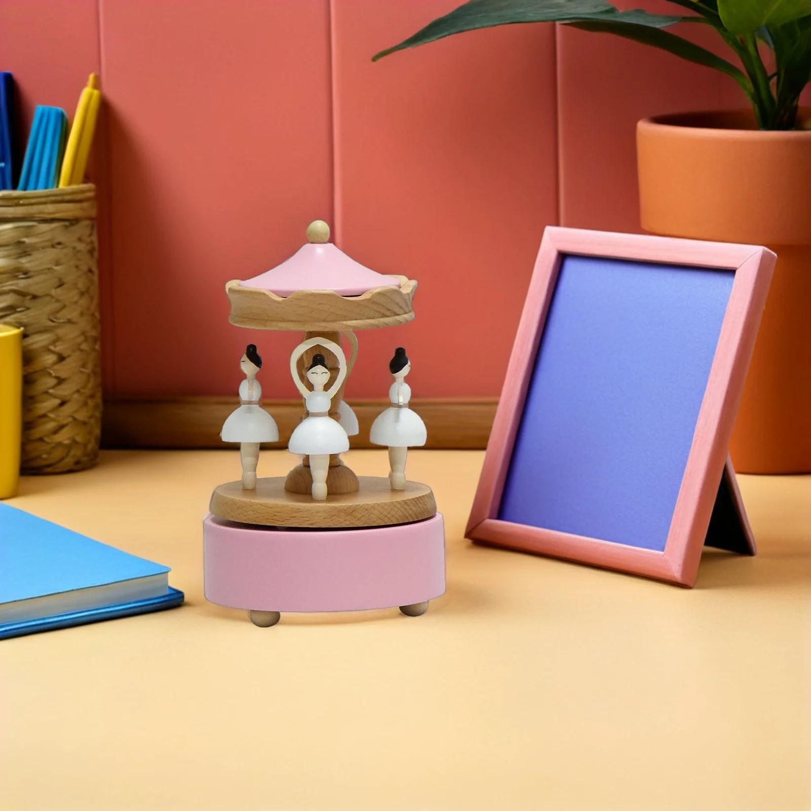 

Wooden Ballerina Music Box Handmade Rotating Ballet Dance Wind-Up Melody Decor For Women Birthday Gift Decorative