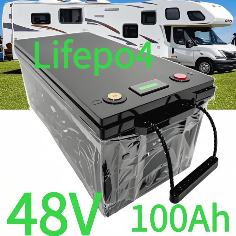 

48V 100AH LiFePO4 Lithium Battery with BMS for Tricycle Golf Cart Solar Energy Storage Scooter Inverter + 10A Charger