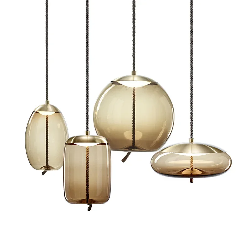 

Scandinavian BROKIS Knot Pendant Lights Minimalist Designer Glass Hanging Lights Nordic Creative Restaurant Bedroom Bedside Lamp