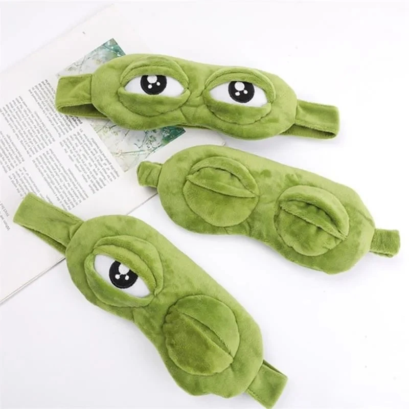 3D Sad Frog Sleep Mask Natural Sleeping Eyeshade Cover Shade Eye Patch Women Men Soft Portable Blindfold Travel Eyepatch