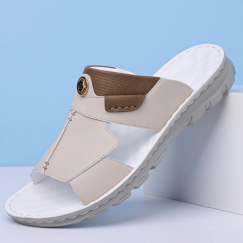 Matte Advanced Texture Men Minimalist Sandals Low Saturation Solid Tone Light Weight Cushion Sole Commute Street Trend Footwear
