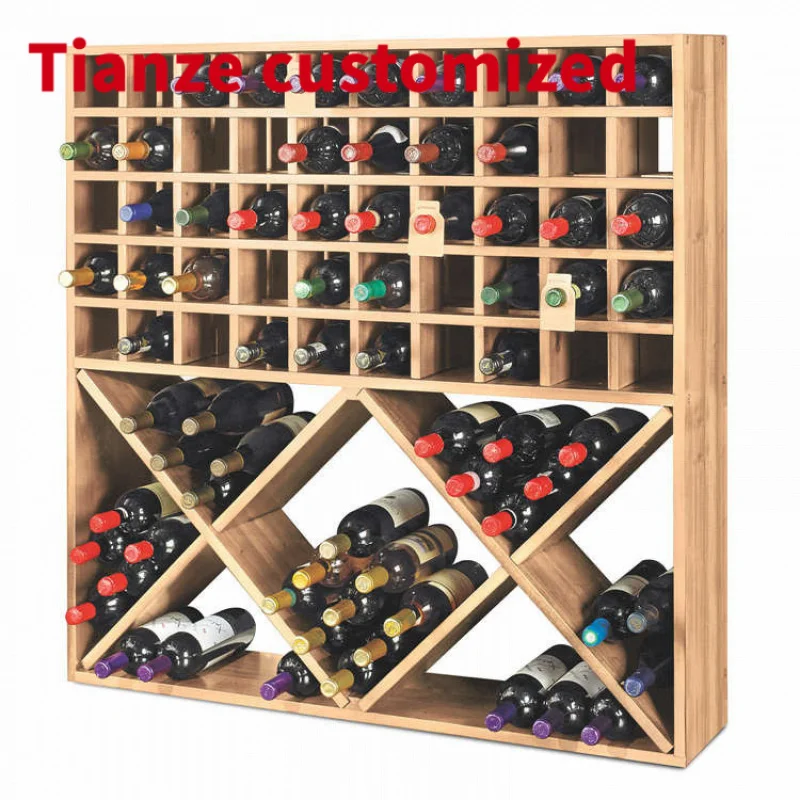 Présentoir de bouteilles de vin en bois, unité de stockage de vin, étagère en bois personnalisée, luminaire français de haute qualité, armoire T1, Shopfitti, usine