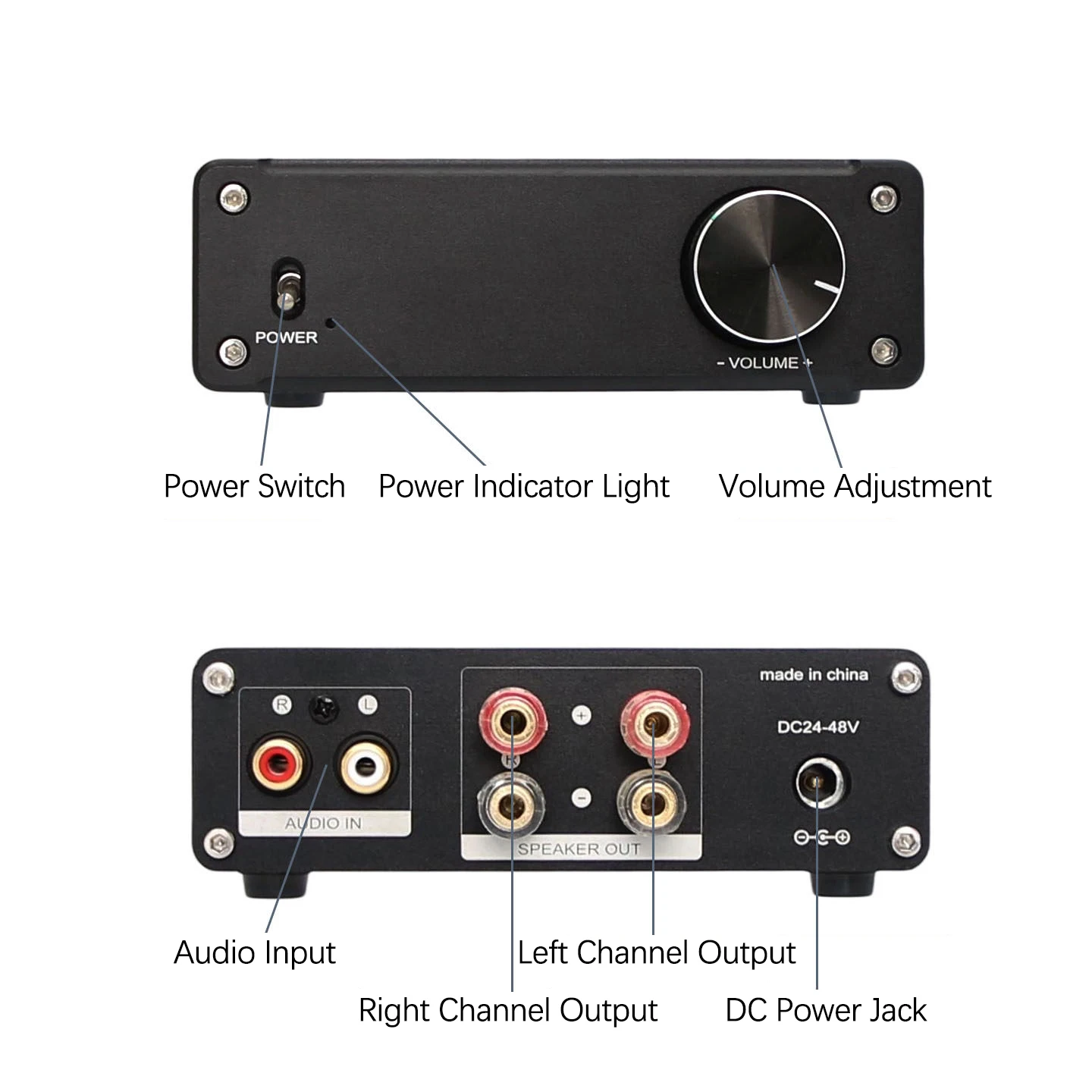 YJCO D325E High-Power TPA3255 Two-Channel Audiophile HiFi Amplifier Class D Digital Audio Amplifier Home Audio RCA Input 300W*2