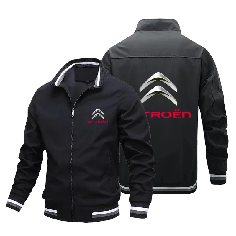 New Men\'s Jacket, Motorcycle Jacket, Citroen Logo Printed Casual Windproof Clothing, Sportswear, Zippered Shirt