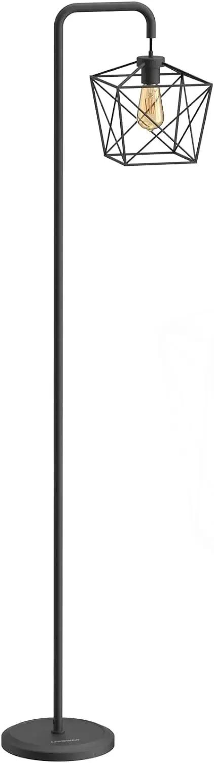 

Industrial Floor Lamp, Black Floor Lamp with 4W LED Edison Bulb, 2800K E26 Rustic Standing Lamp, Farmhouse Floor Lamps