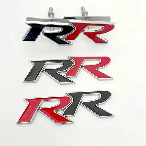 3D Metal RR Logo Car Front Grille Rear Trunk Emblem Badge Decals For Honda Civic Mugen Accord Crv City Hrv Sticker Accessories