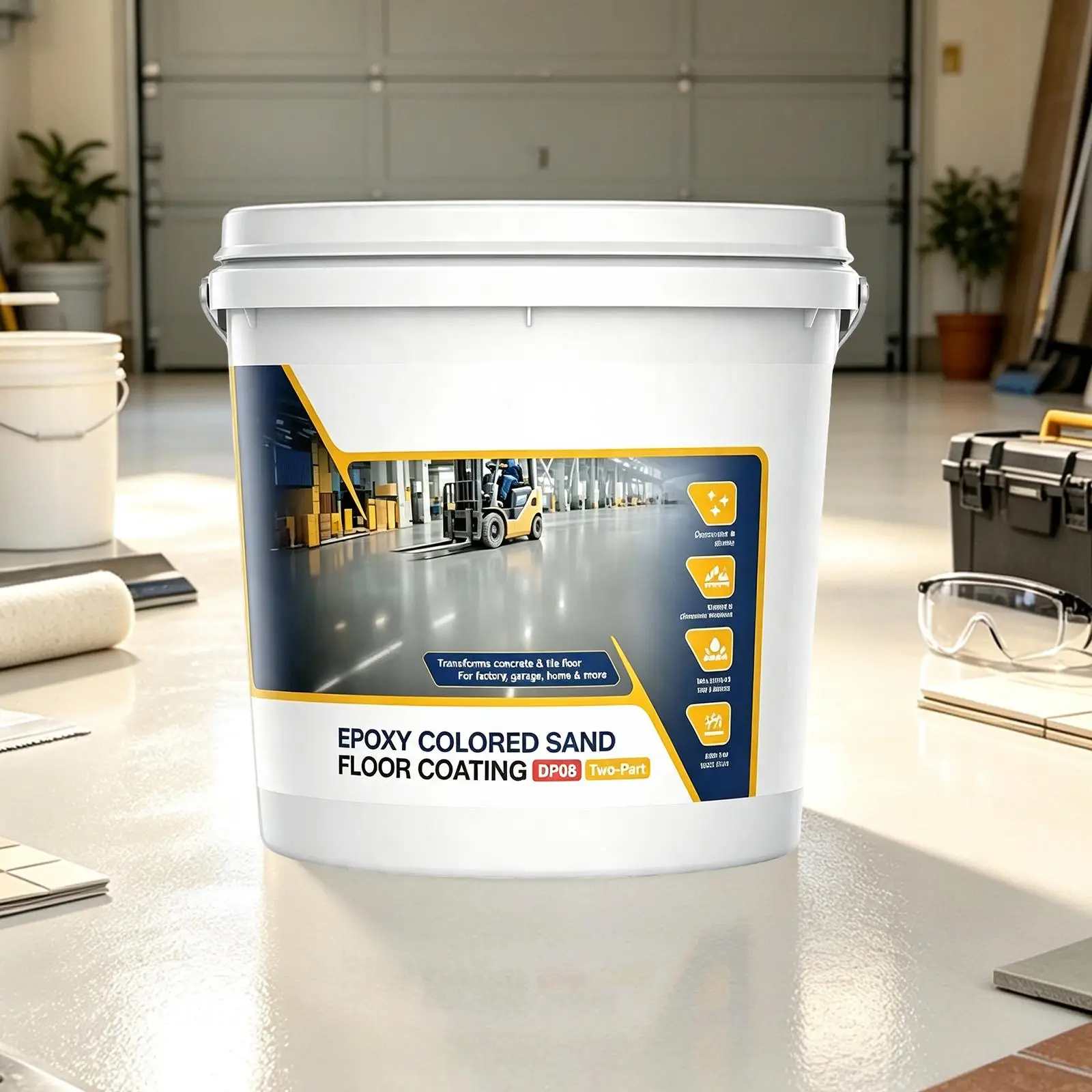 Concrete Floor Coating 1kg High Gloss Waterproof Epoxy Colored Paint Compound for Garage Tile Cement Recreation Room Outdoor