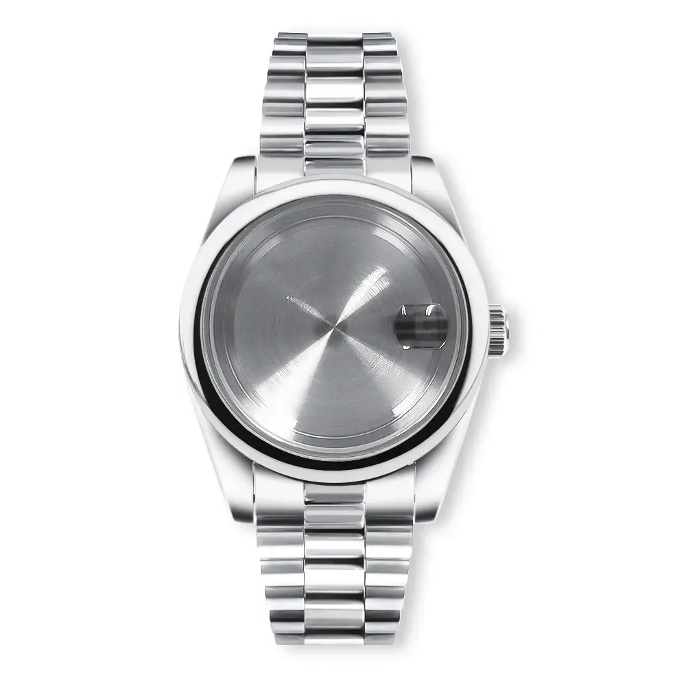 

Men Datejust Watch Case 36/39/41mm Sapphire Glass Fit NH35/NH36/NH34 Waterproof Jubilee Steel