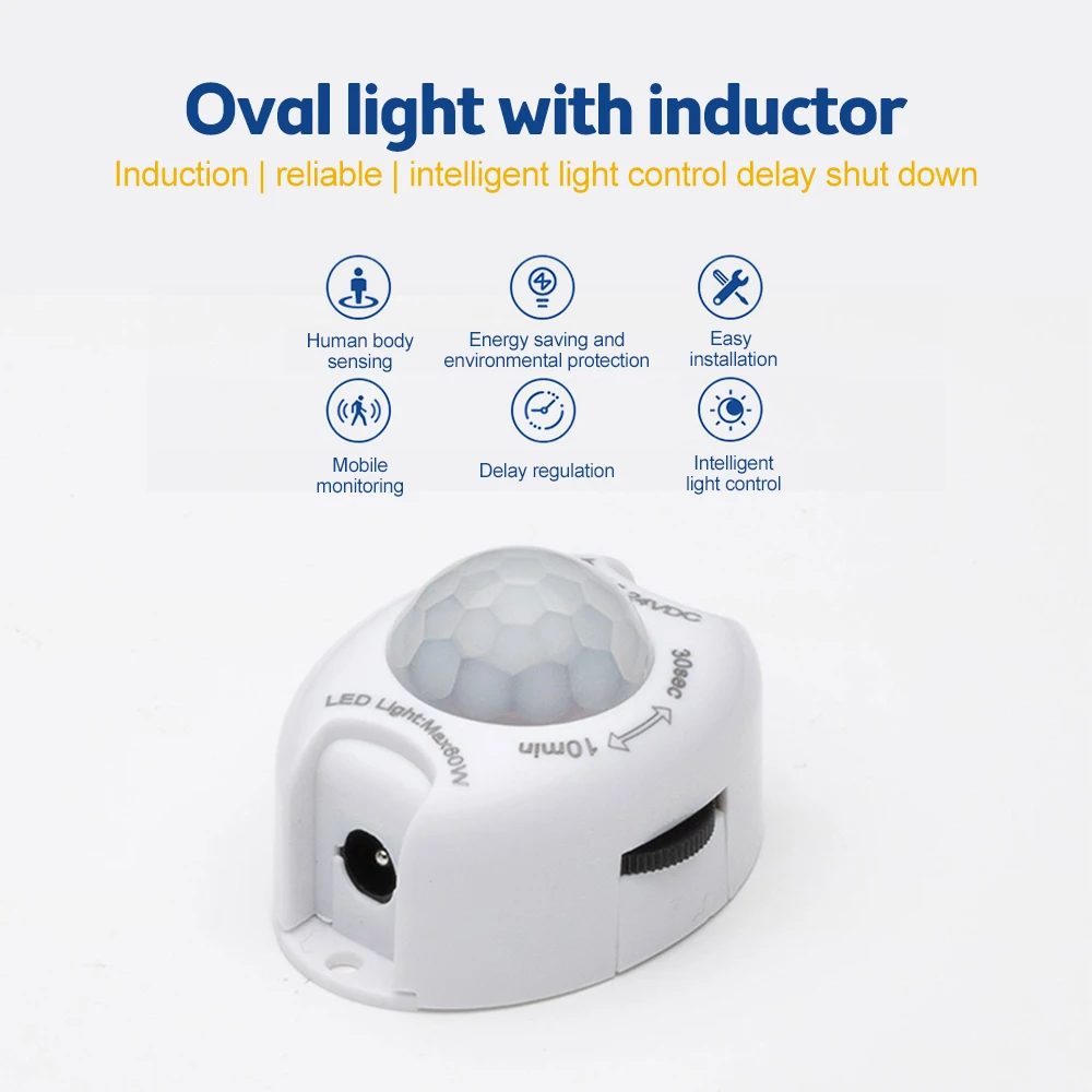 DC 5V 24V Sensor de movimiento interruptor de luz Detector de movimiento temporizador activado Sensor de movimiento para tira de luz LED