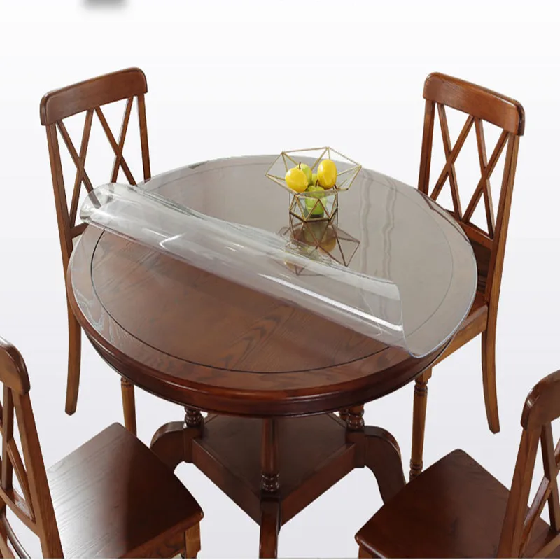 

New Transparent soft PVC waterproof oil resistant scald resistant and washable circular table mat, household plastic tablecloth