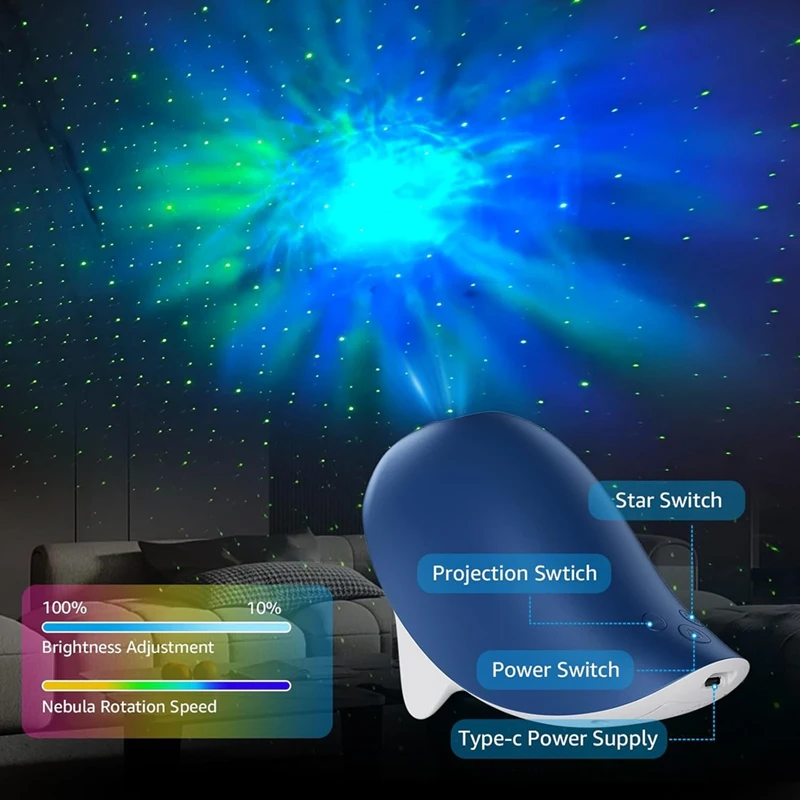 2025 New Galaxy Projector Bedroom Bedside Lamps,Projector Moon Lamp Night Light For Kids Ceiling Starry Sky-Projection Lamp