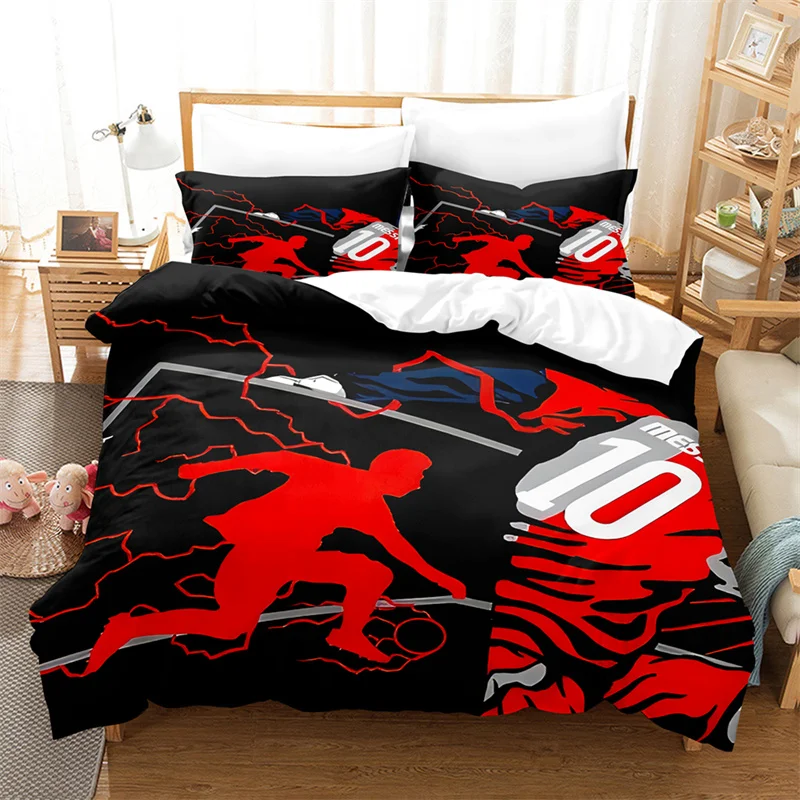 Football Bedding Set Boys Duvet Cover Ball-game Star Quilt Cover Room Gorgeous Competitive Sports Bedding Queen Duvet Cover Set