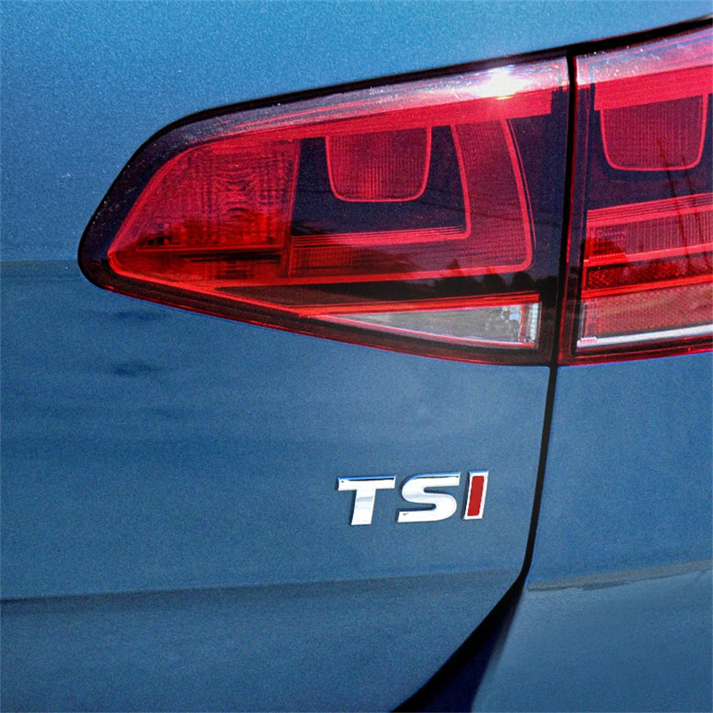 AQTQAQ 1Pcs 3D Metal TSI Car Side Mudguard Rear Trunk Emblem Badge Sticker Decals,Universal Car Accessories Decorations Stickers