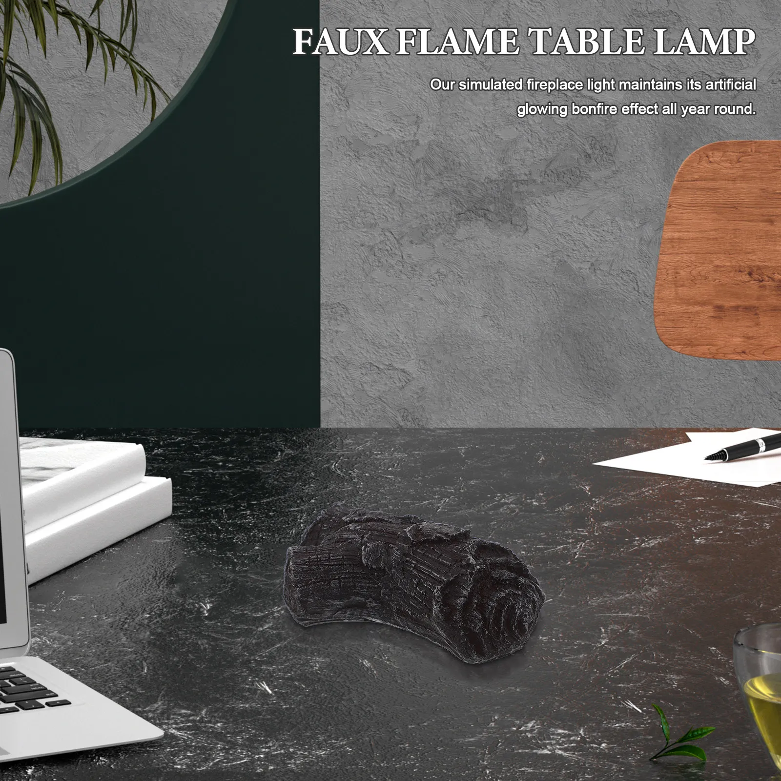 

Powered Simulation Charcoal Flame Lamp Fake Fireplace Firewood Lamp Indoor Table Decoration Christmas Living Room 2Xaaa