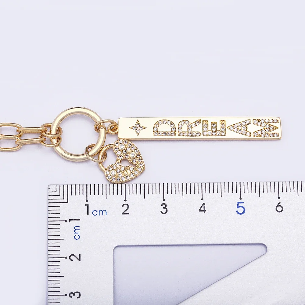 Nidin New Fashion Design Key And Heart Lock Dream Letters Zircon Lobster Clasp Chain Pendant Party Wedding Necklace Jewelry