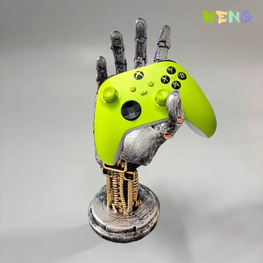 

25cm Robotic Hand Figurine Gamepad Holder Cyberpunk Style Mechanical Arm Figure Desktop Stand Ornament Decoration DIY Punk Gifts