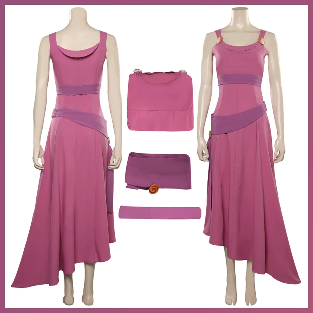 Vrouwen Megara Cosplay Anime Kostuum Meisjes Roze Ceremoniële Gratie Jurk Casual Rokken Vrouwelijke Halloween Carnaval Feestkleding