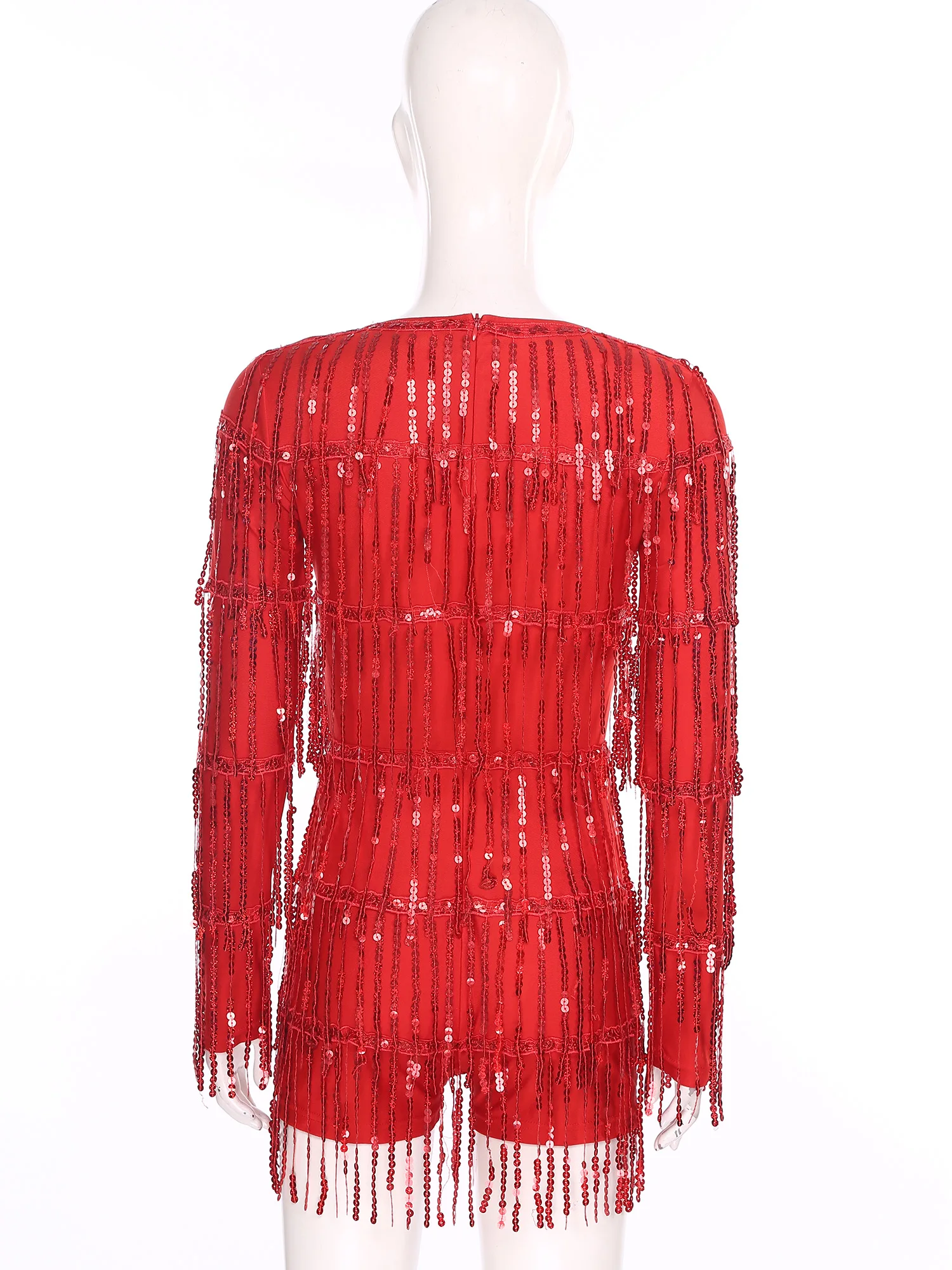 Mulheres brilhantes franja bodysuits para jazz latino cha-cha samba rumba tango vestidos de dança com decote em v manga longa em camadas borla macacão