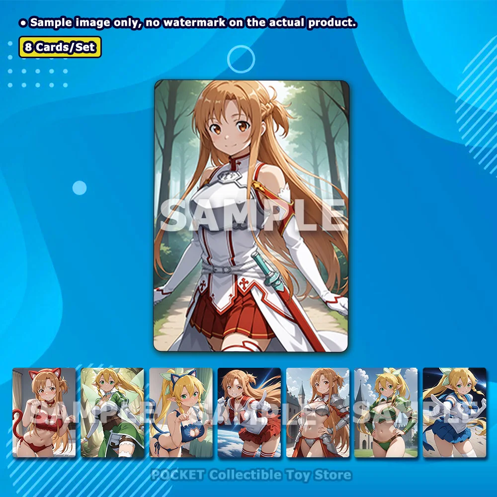 8Pcs/set Card SAO Sword Art Online Yuuki Asuna Swordswoman DIY Cards Animation Collection Card